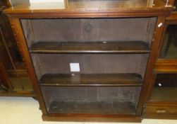 A circa 1900 mahogany open bookcase with adjustable shelving,