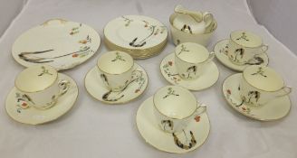 A collection of Royal Doulton "Plantation" pattern tea wares (six place settings), to include cake