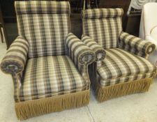 Two Victorian upholstered armchairs,