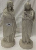 A pair of Parian ware figures by W H Goss "Tragedy" and "Comedy" CONDITION REPORTS Comedy has her