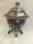 An early 19th Century plated tea urn (burner missing - cover secured)