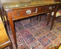 A Victorian mahogany rectangular side table with two drawers to the frieze and brass handles,