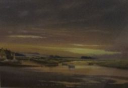 TONY GARNER "Estuary at sunset", pastel,