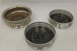 A pair of Georgian silver coasters with pierced decoration (marks rubbed),