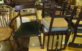 A collection of six various Victorian mahogany dining chairs to include two carvers,