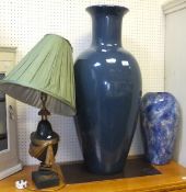 A teal blue glazed baluster shaped floor vase,