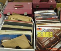 Five boxes of assorted records to include The Beatles "Please Please Me", Lonny Donegan  "Nobody