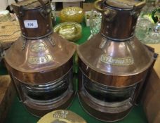 Two copper and brass ship's lanterns, one bearing plaque "Telford,