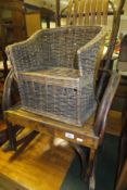 A pair of hardwood chairs with caned seats in the Chinese taste,
