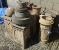 Eight assorted chimney pots and other composite stone wares to include planters and ornaments