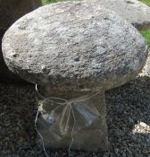 A natural stone staddlestone CONDITION REPORTS Approx 60cm high total.  Top approx 50cm diameter.