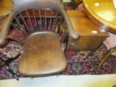 A stained beech Captain's style swivel office chair and a 19th Century mahogany pot cupboard