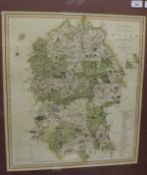 ENGLISH SCHOOL "A New Map of The County of Wilts divided into hundreds", colour engraving,