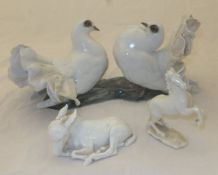 A Rosenthal figure group of two fantail pigeons, bearing label inscribed "1591/6000",