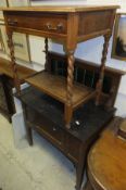 A mahogany framed wash stand with marble top and tiled back,