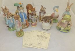 A collection of twelve large Royal Doulton Beswick ware pottery figures to include "Tom Kitten", "