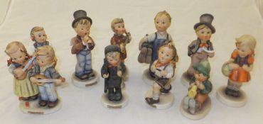 A collection of ten Goebel Hummel figures to include : "The Serenade", "Happy Days", "Chimney