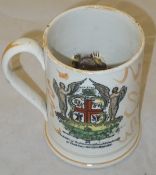 A 19th Century pearlware humorous "frog" mug with heightened transfer decoration, inscribed "The
