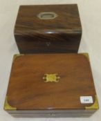 A Victorian mahogany and brass bound writing slope bearing plaque inscribed "W.H.