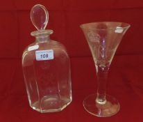 A decanter marked "George VI 1937" and a glass marked "2nd June 1953 Elizabeth II" signed