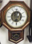 A 19th Century American rosewood cased drop dial wall clock,