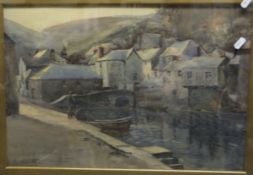 MARCUS HOLMES "Polperro harbour Cornwall", watercolour,