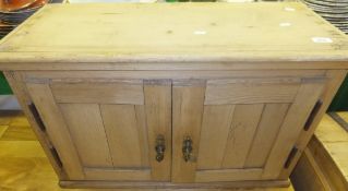 A circa 1900 Continental pine wall hanging two door cupboard