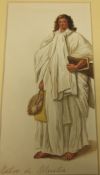 19TH CENTURY ENGLISH SCHOOL "Figures in native costumes", watercolours, unsigned (with sheet