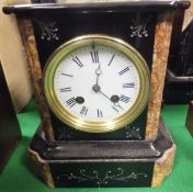 An A D Mougin slate cased mantel clock,