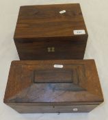 A Victorian rosewood sarcophagus shaped tea caddy.