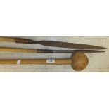 An African pale hardwood knob kerry and two spears