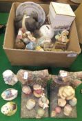 A box containing a collection of ceramic decorative ceramics,