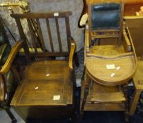 A late Victorian walnut framed metamorphic high chair,
