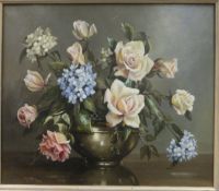 C MONTEFIORE "Still life", oil on panel, signed bottom left,