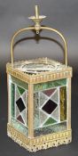 An early 20th Century leaded glass hanging lantern CONDITION REPORTS Overall with wear, scuffs and