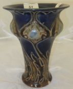 A circa 1900 Royal Doulton stoneware vase, decorated in the Art Nouveau taste, and monogrammed to