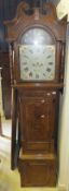A 19th Century oak and cross-banded long case clock, the movement with painted enamelled dial,