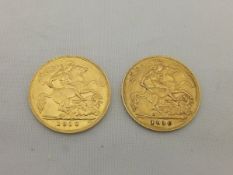 Two Edward VII 1910 half sovereigns