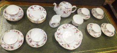 A collection of Minton "Ancestral" pattern tea wares to include two cake plates, teapot, milk jug,