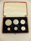 A George VI 1927 cased six piece Maundy coin set CONDITION REPORTS Overall with wear, scuffs,