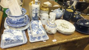 A collection of china wares to include a Spode's "Italian" pattern chamber pot,