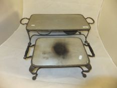 A silver plated plate warmer stamped "Asprey London" to top,