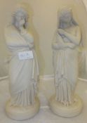 A pair of Parian ware figures by W H Goss "Tragedy" and "Comedy" CONDITION REPORTS Comedy has her