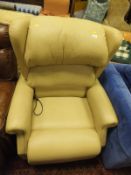 A modern electric reclining chair with leather upholstery