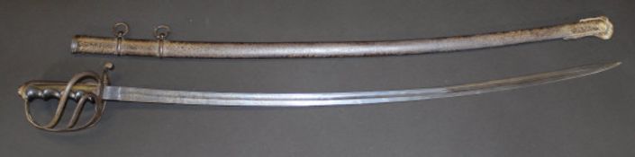 A 19th Century Italian Officer's dress sword, the slightly curved blade with engraved decoration,