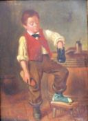 19TH CENTURY ENGLISH SCHOOL "Shoe Shine Boy", portrait study, oil on panel, unsigned,