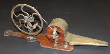 An early 19th Century set of mahogany and brass bound peat bellows,