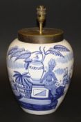 A circa 1800 De Lampetkan Dutch Delft tobacco jar,