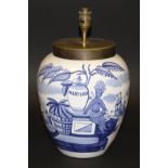 A circa 1800 De Lampetkan Dutch Delft tobacco jar,