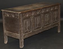 An 18th Century oak coffer,